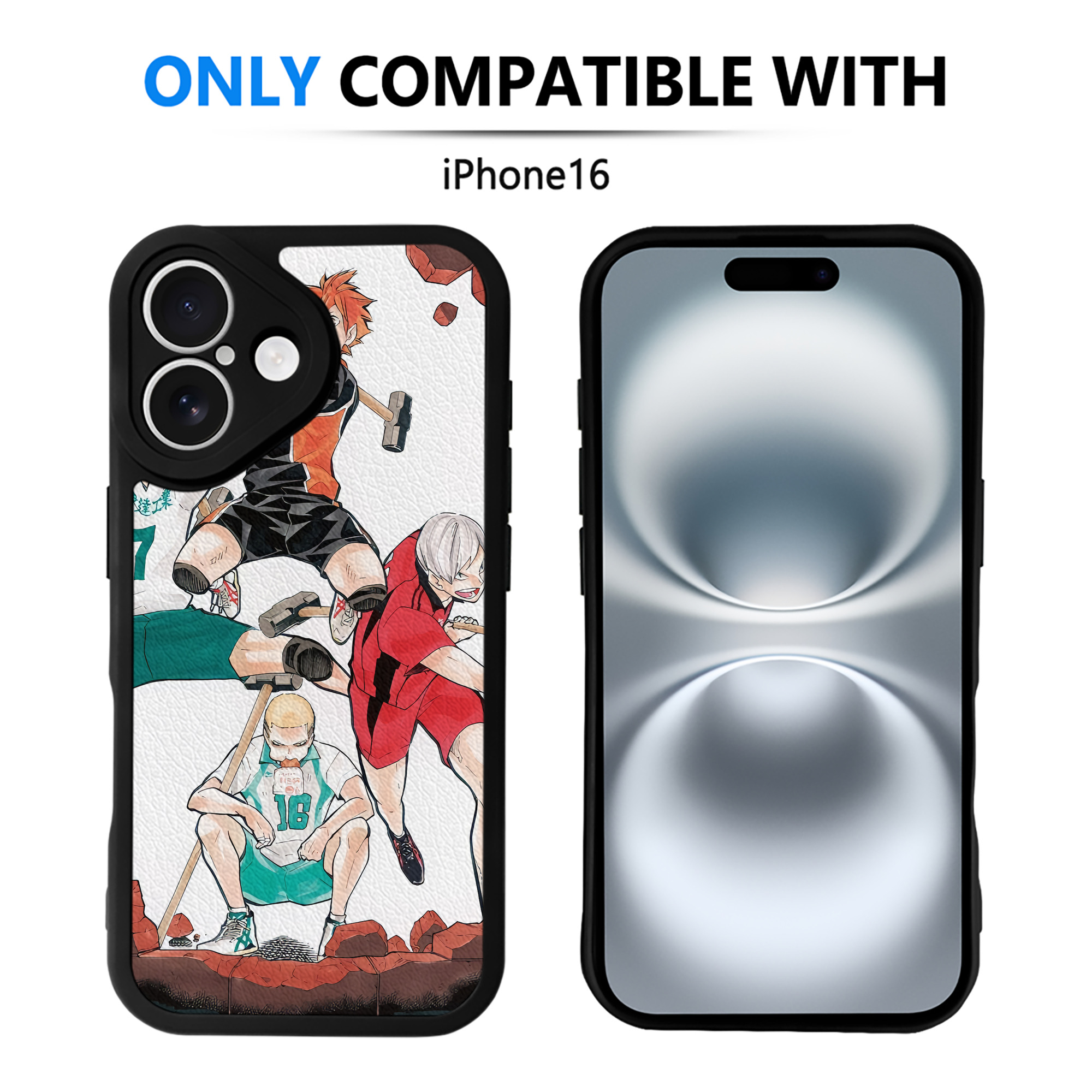 （画像用） ハイキュー!! Haikyu!! 【iPhone 16シリーズ対応】シリコンスマホケース（レザー調） 材質：シリコン